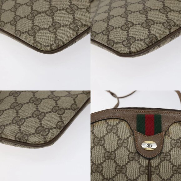 GUCCI GG Supreme Web Sherry Line Bag PVC Beige Gold 904 02 047 Auth 125707 - Picture 13 of 13